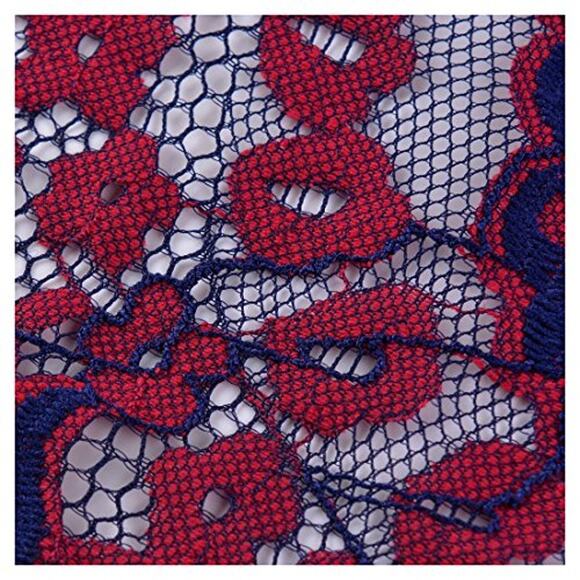 MIUSOL Maroon Navy 3/4 Lace Fit and Flare Dress // S - Picture 14 of 15